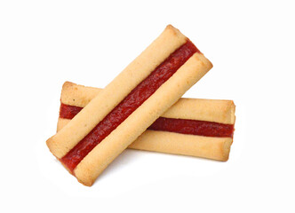 Cookies with jam closeup isolated on a white