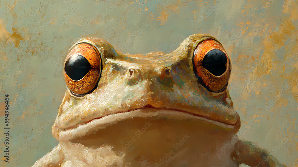 Wall mural frog renaissance art portrait, medieval oil painting. generative ai. renaissance art. illustration