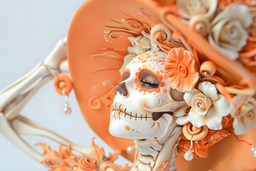 Day of dead party, sugar skull or halloween holiday. Traditional mexican music festival, fun bright dance vector characters