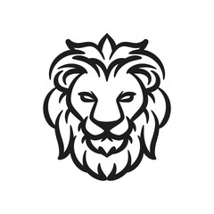 lion head mascot logo vector illustration black and white