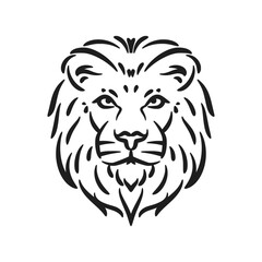 Obraz premium lion head mascot logo vector illustration black and white