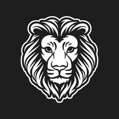lion head mascot logo vector illustration black and white
