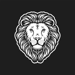 lion head mascot logo vector illustration black and white