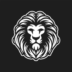 Fototapeta premium lion head mascot logo vector illustration black and white