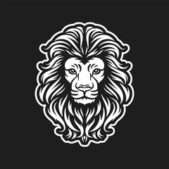 lion head mascot logo vector illustration black and white