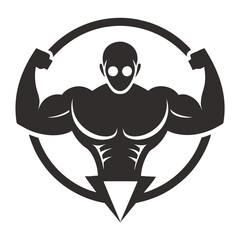 Strong GYM Logo Design Silhouette Vector Line Art illustration