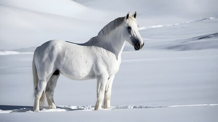 Akhal-Teke horse in snow-covered landscape