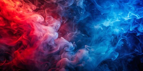 Fototapeta premium Abstract Smoke Illustration with Vivid Red and Blue Colors Against a Dark Background
