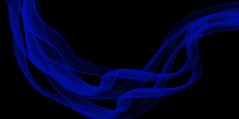 Colorful smoke close-up on a black background. Abstract speed line background with dynamic light fiber cable technology network. Flow of transparent blue wave on a black background,