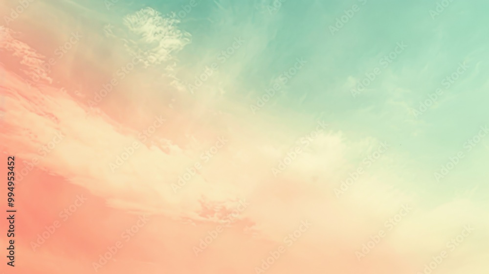 Poster light pastel gradient background featuring smooth transitions from peach to light mint, creating a w
