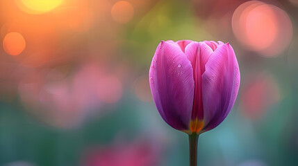 Purple Tulip with Bokeh Background - Nature Illustration