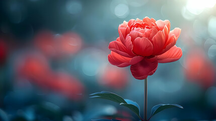 Single Red Flower with Blurred Background Illustration