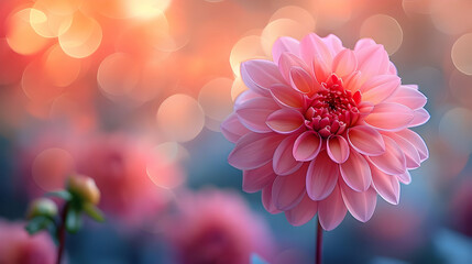 Pink Dahlia Flower Closeup Illustration