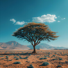 Lonely Tree in Desert Landscape - Realistic Image