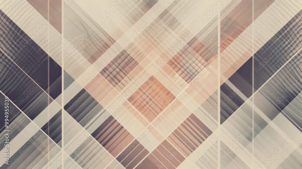 Poster minimalist background with geometric lines forming clean, symmetrical patterns in soft, muted tones