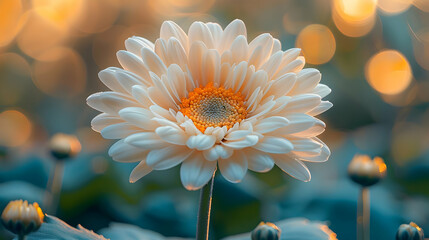 Close-up of a White Flower with Orange Center - Macro Photography
