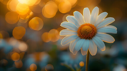 Daisy Flower in Sunlight with Bokeh Background - Photography