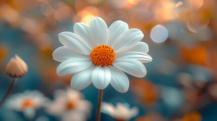 Close Up of a White Daisy with Yellow Center - Illustration
