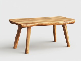 3D illustration of handcrafted eco-friendly wooden desk, natural finish, modern design