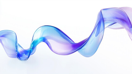Blue and purple wavy glass tubes form an S-shaped spiral rising from left to right on a white background, featuring a subtle gradient and fluid shapes.
