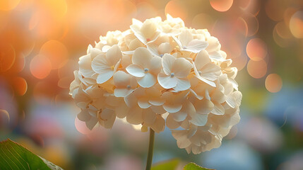 White Flower Bloom in Golden Bokeh Illustration