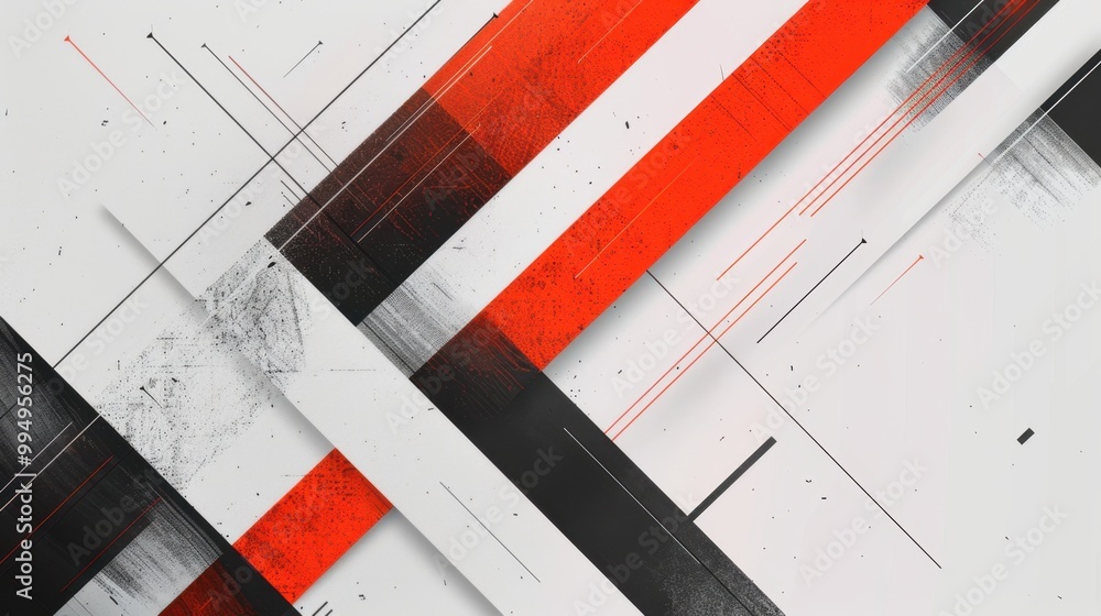 Poster minimalist geometric background with intersecting diagonal lines, forming dynamic shapes on a white 