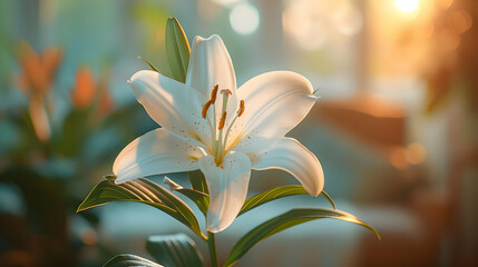 White Lily Flower in Soft Light - Nature Photography