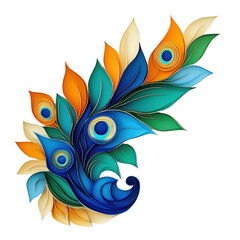 Obraz premium Colorful abstract design with peacock feathers in vibrant hues. Transparent background, PNG