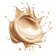 Creamy thick vanilla coffee swirl splash with little bubbles, Isolated on white background.