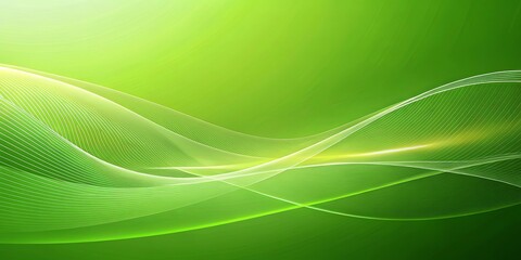 Fototapeta premium Abstract green and white wavy lines flowing on a soft green background