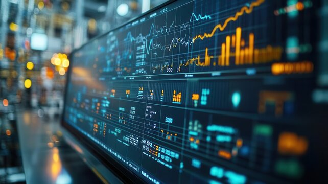 Realistic close-up of control charts with data points in a factory control room, SPC analyst tracking process stability
