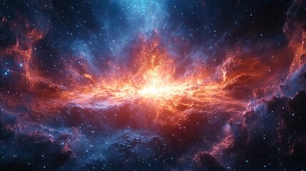 Obraz premium Star light bursts into an explosive glow, illuminating the deep space night sky with cosmic energy and beauty.