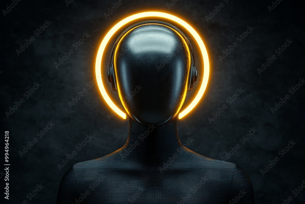 Poster rear silhouette of a man standing in front of a glowing red and black grid symbolizing tech driven s