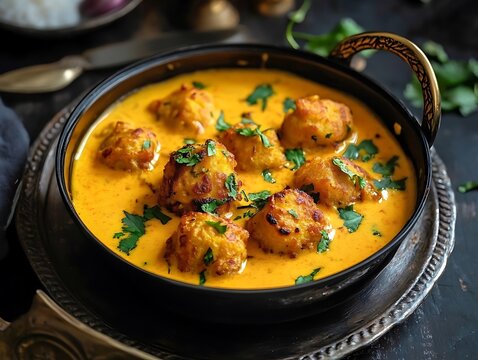 Kadhi Pakora Indian Curry, Yogurt Gram Flour Dish.