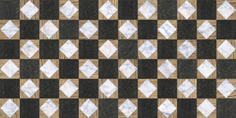 wood seamless Wall and Floor with a modern abstract mosaic geometric pattern.
