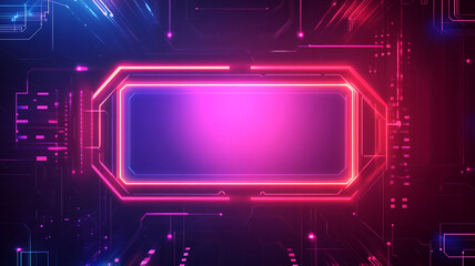 Bright digital abstract background with glowing neon lines in shades of pink and blue