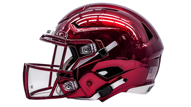 Glossy Red Football Helmet with Shining Faceguard
