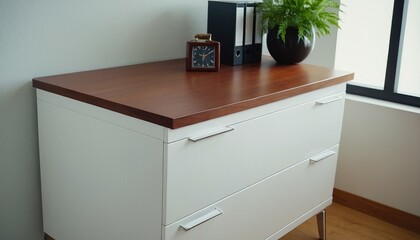 White Dresser with Six Drawers in a Room with Plants and Decor 29
