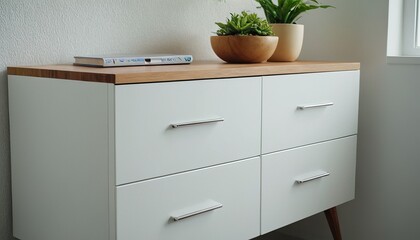 White Dresser with Six Drawers in a Room with Plants and Decor 24