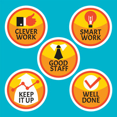 Job and great job stickers logo. School and employee reward