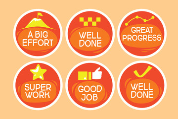 Job and great job stickers logo. School and employee reward
