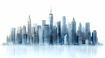 Obraz premium Cityscape with Skyscrapers Reflecting on Water