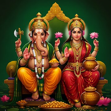 Lord Ganesha and Maa Laxmi