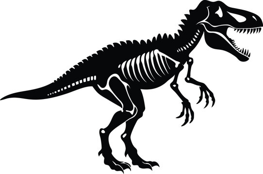 recommend clip art: Tyrannosaurus rex skeleton silhouette Vector Illustration on white background