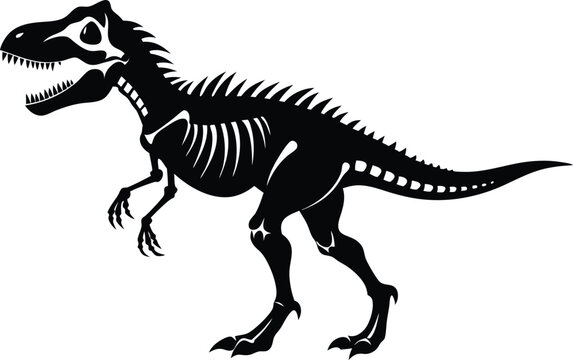 recommend clip art: Tyrannosaurus rex skeleton silhouette Vector Illustration on white background