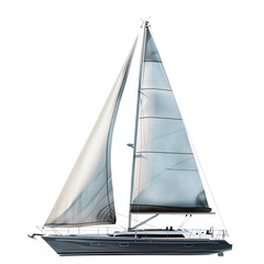 Elegant sailboat with white sails cruising on open water, showcasing maritime beauty and adventure. Perfect for boating and sailing enthusiasts.