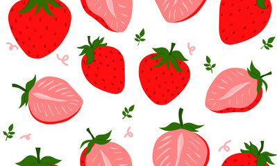 Freshly hand-drawn strawberries in a cute and vibrant cartoon style. Create playful seamless patterns and backgrounds bursting with deliciousness. Perfect for summer designs and cheerful artwork