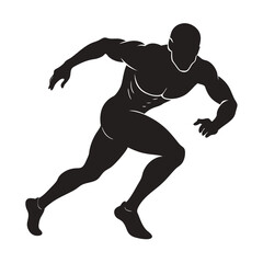 Muscular sprinter runner start running black silhouette vector illustration