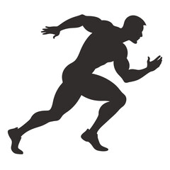 Muscular sprinter runner start running black silhouette vector illustration