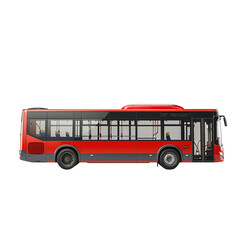 Red city bus, illustrated side view. Perfect for transportation-related projects, websites, and educational materials.